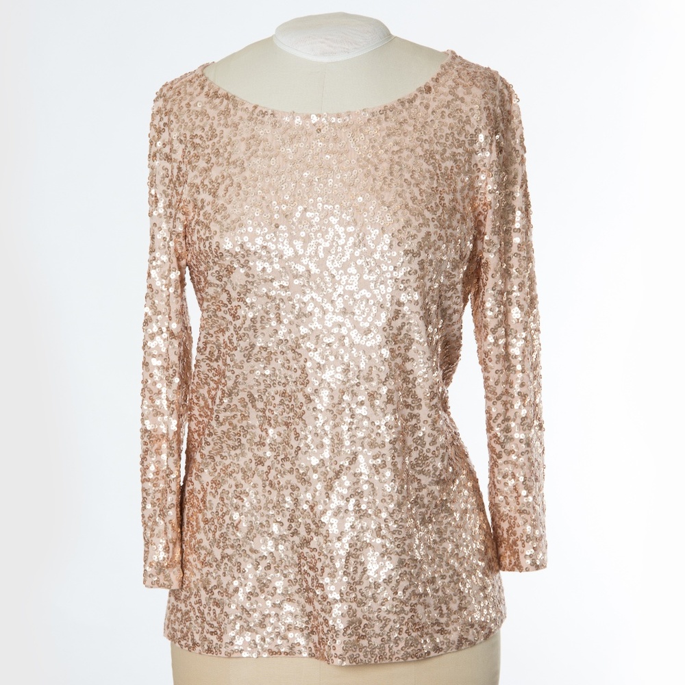 J Crew - Rose Gold Sequined Top